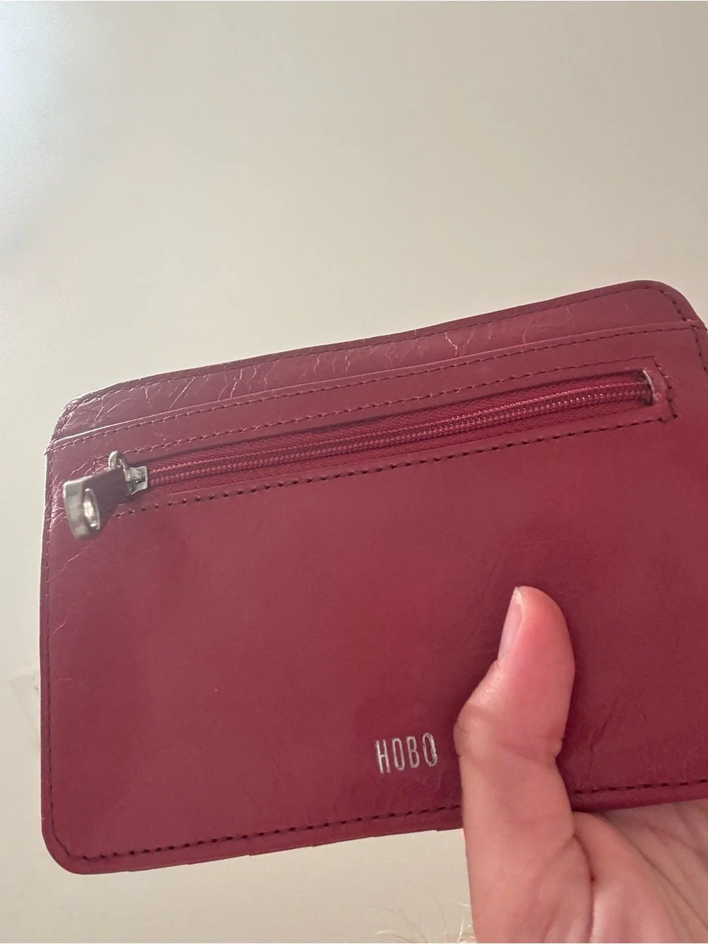 HOBO Pink Leather Zip Card Holder